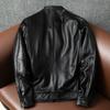 Genuine Leather Jacket Men European Style Stand Collar Biker Coat Casual Large Size
