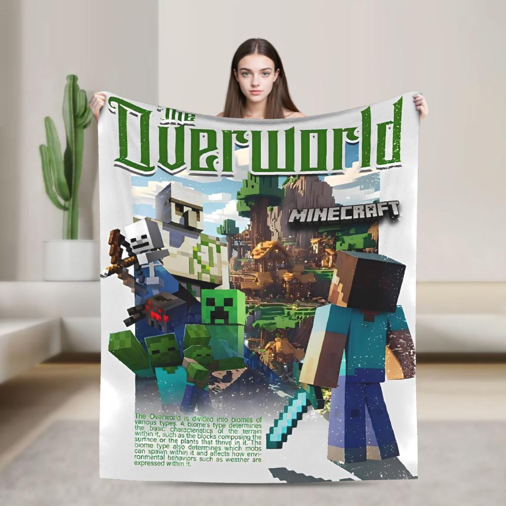 Super Soft Plush Bedding Throws Cartoon Mines Pixels Game  Blankets  For Couch Bed Camping Flannel Bedspread Bed Cover