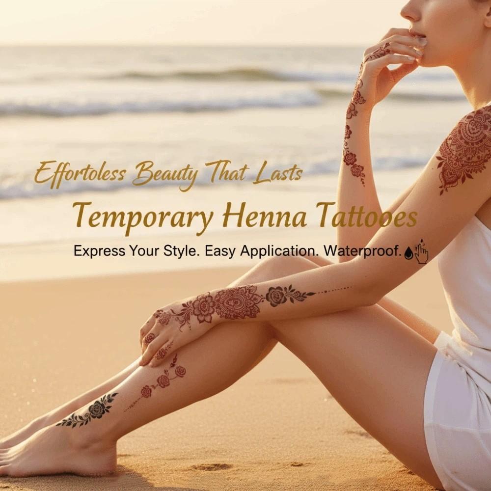 Mehndi Designs Sofort-Abziehbilder Blume Hand-Tattoo Henna-Tattoo Aufkleber Musikfestival
