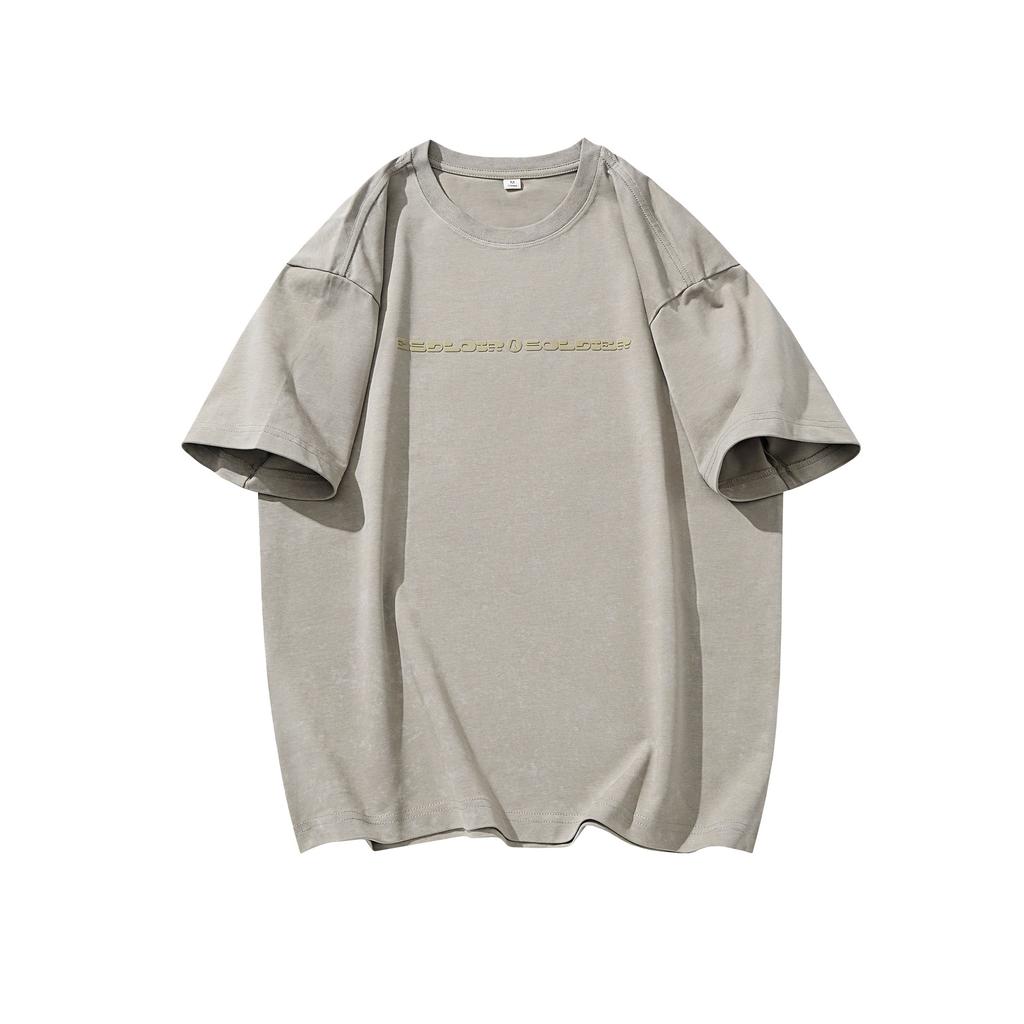 New Heavyweight Pure Cotton Short-sleeved T-shirt for Men's Summer Round Neck Loose Large Size Casual Half-sleeved Top