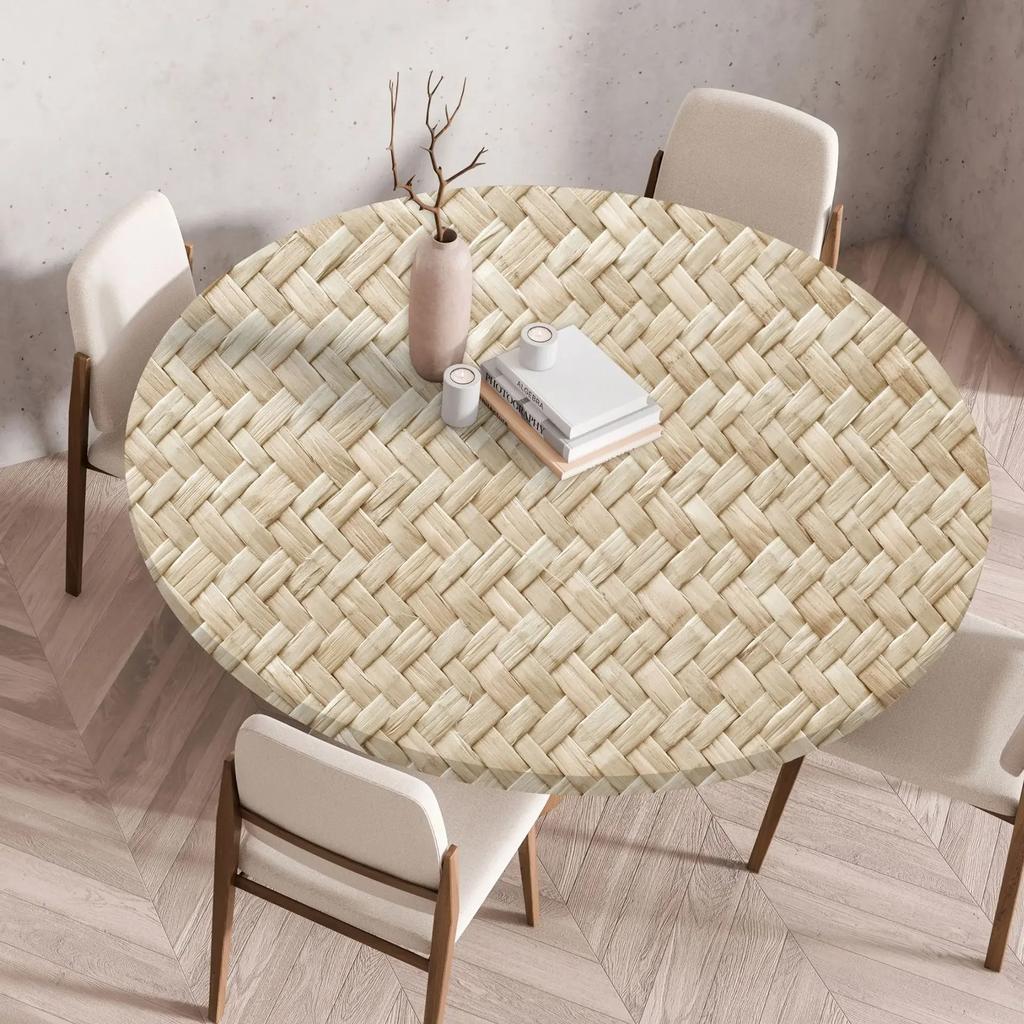 60/90/120Cm Round Table Cover Waterproof Oil-Proof Tablecloth Elastic Fitted Round Table Cover for Kitchen Dining Wedding Party