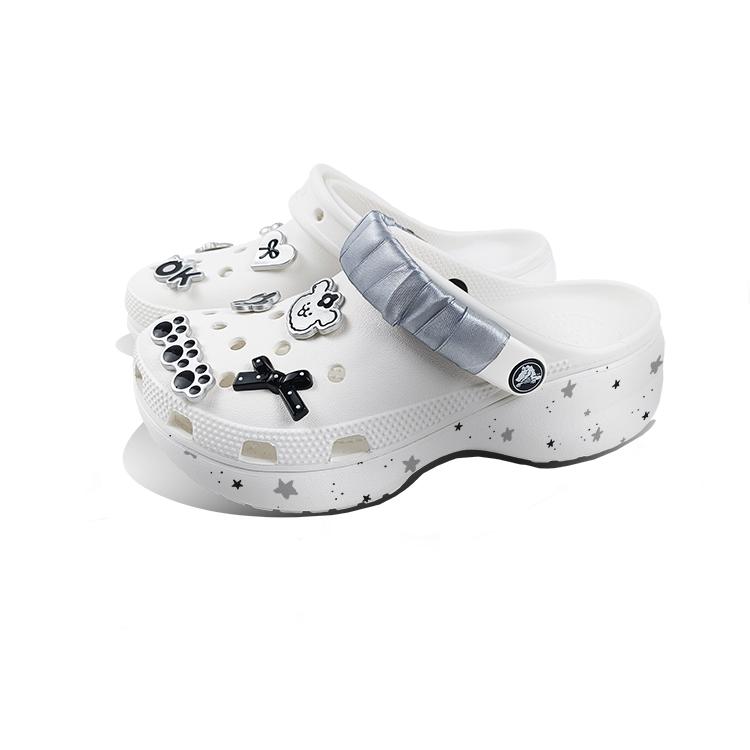 Crocs Classic Platform Clog EVA Starburst Punk Classic Cloud Retro Girly Cute Gradient Hand-Painted Clogs Women's White
