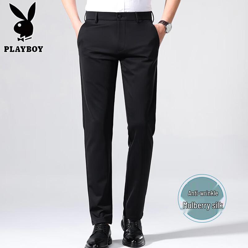 PLAYBOY Men s Ice Silk Business Casual Straight Trousers 40