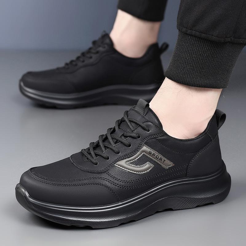 2025 Ademende Leren Heren Wandelschoenen & Hardloopschoenen – Trendy Koreaanse Stijl voor Herfst/Winter