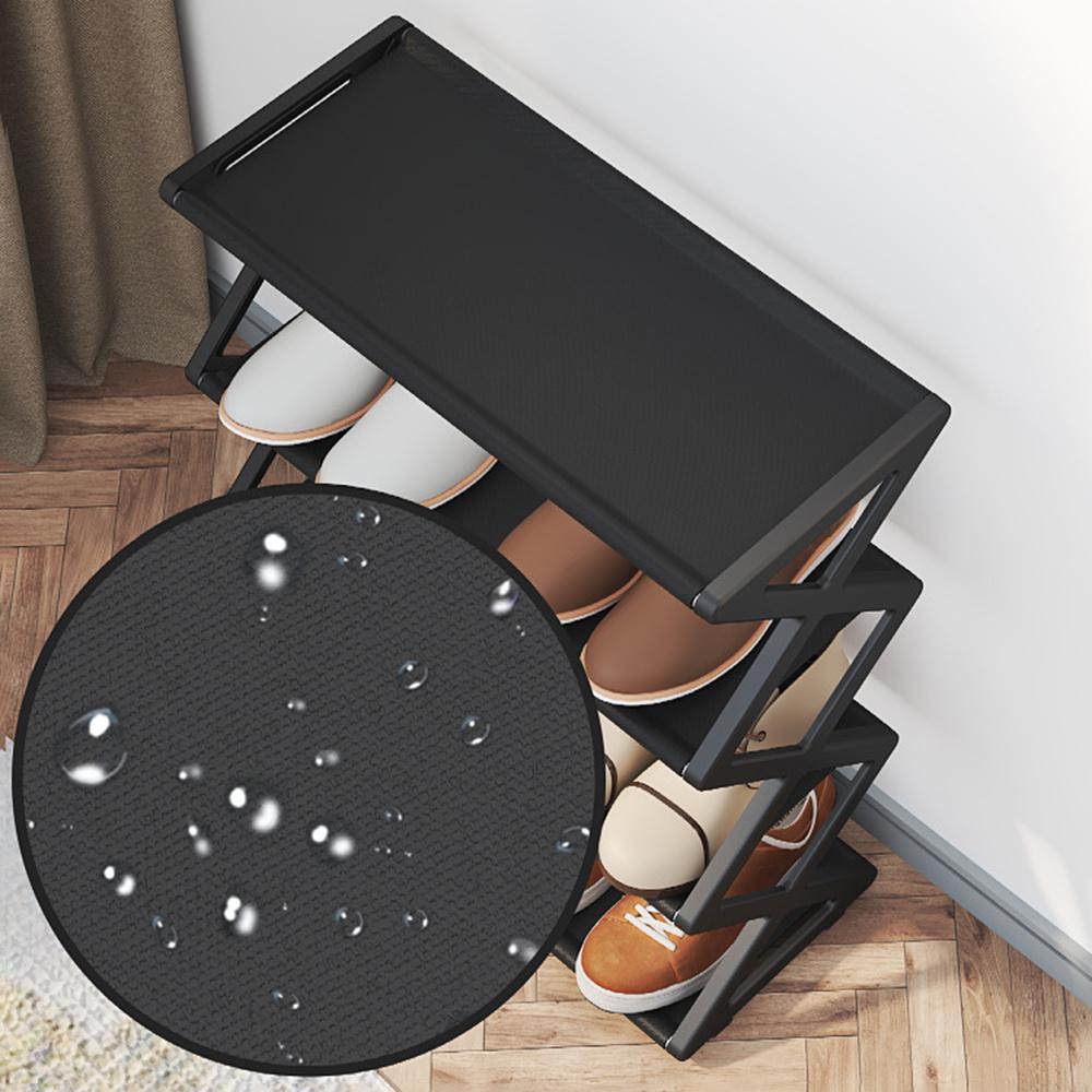 Four-Tier Folding Shoe Rack - a Space-Saving Storage Solution That Can Hold 8 Pairs of Shoes, Featuring an X-Shaped Plastic Frame, Vintage Design