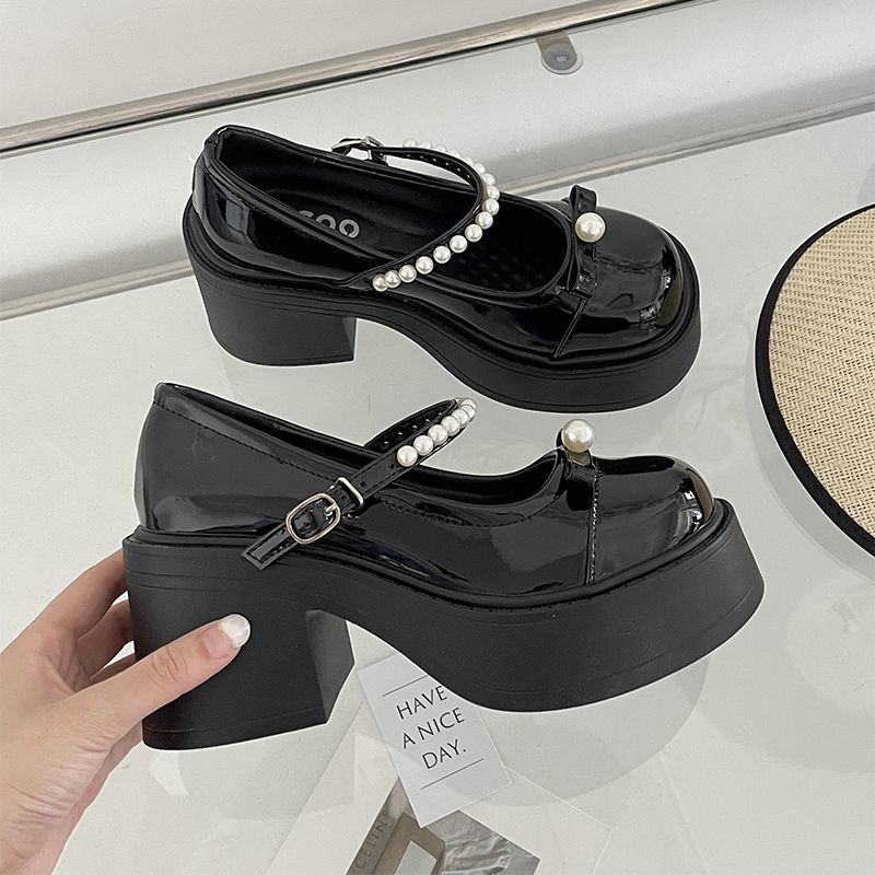 Versatile heightening round head platform small leather shoes women's new summer skirt Mary Jane shoes