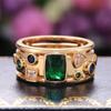 Gorgeous Gold Color Band Women Rings with Irregular Colorful Cubic Zirconia Wedding Party Jewelry Trendy Accessories Gift