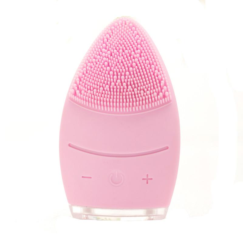 USB Rechargeable Face Skin Exfoliating Device Skin-friendly Silicone Facial Cleansing Brush Waterproof Face Massage Brush Built-In Battery розовый