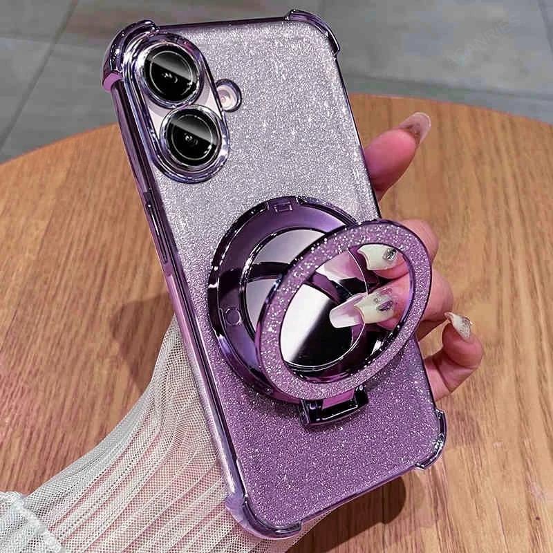 For Samsung Galaxy A06 A05 A04 A04e A03 Core A51 A03s A02s Four Corner Anti-shock Plating Case A 06 05 Makeup Mirror Stand Cover