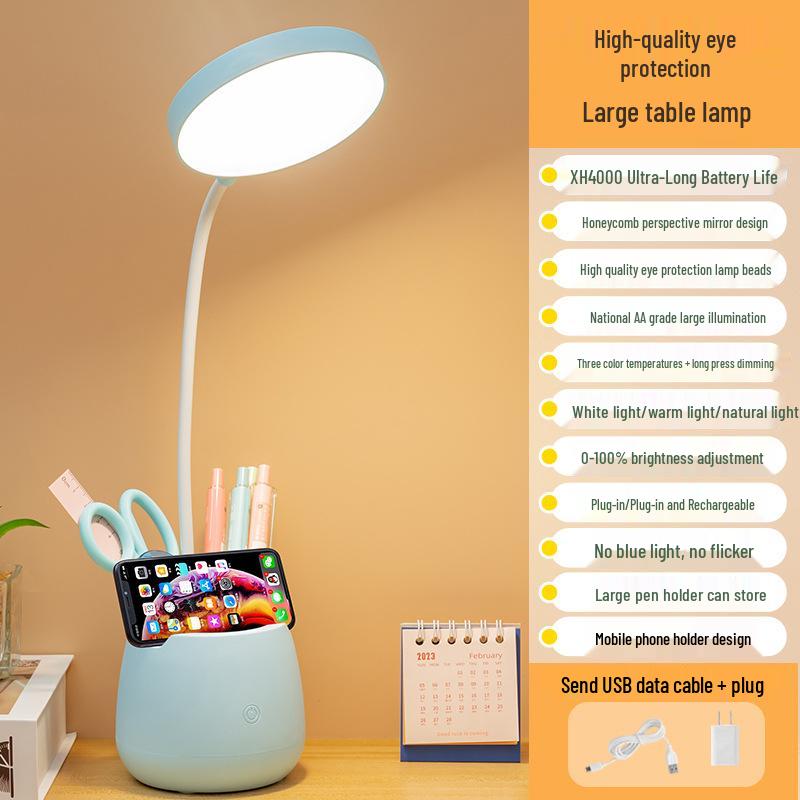 Rechargeable LED Desk Lamp for Eye Protection - Ideal for Studying, Dorms, Bedrooms, and Bedside Reading