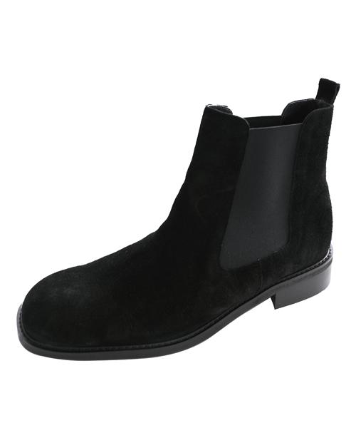 Mellos (Handmade) Square Toe Chelsea Boots - Black Suede