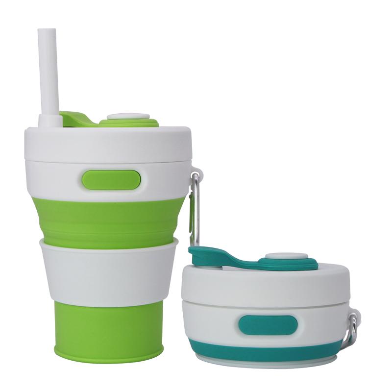 2 Pcs Collapsible Cup for Traveling 450ml Silicone Folding Camping Mug Leak Proof BPA Free Portable Reusable
