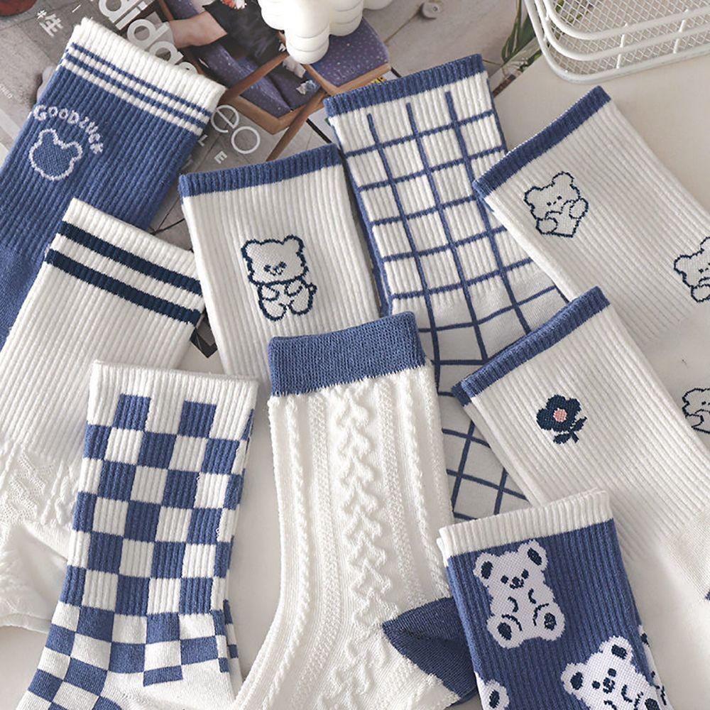 Female Cartoon Cotton Autumn Winter Bear Socks Couple Socks Middle Tube Socks Women Hosiery
