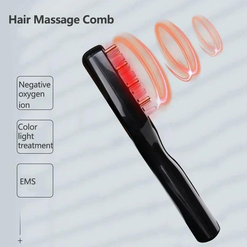 Pente Massageador Elétrico para Couro Cabeludo Luz Vermelha Azul Terapia Led Ems Escova de Massagem Gerador de Cabelo Medicinal Anti-Queda de Cabelo