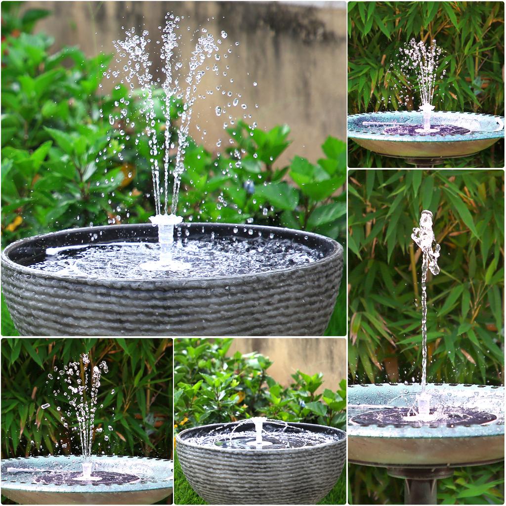 6.5W Solar Fountain Pump Built-in 5000mAh Battery, Solar Powered Water Fountain Pump with LED Lights for Pond, Garden