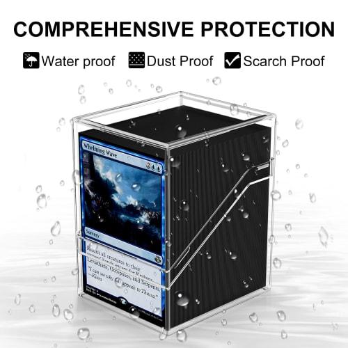 Mlikero Card Deck Case, 6-Pack Acrylic Commander Deck Box, Holds Over 100 Sleeved Cards, Includes 6 Dividers, Clear Card Storage Box for MTG, TCG, and