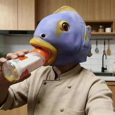 Halloween Cute Animal Latex Fish Head Mask Tropical Fish Headgear Funny Party Costume Props