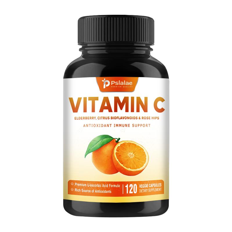 Pslalae Rosehip Vitamin C Capsules, All-natural, 1000 Mg Per Serving, Contains Elderberry, Immune-boosting.