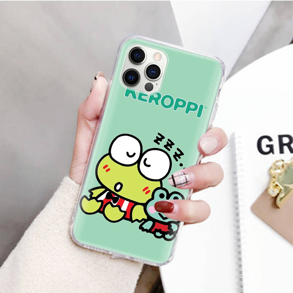 JZ2 Kerokero Keroppi Transparent Case for Samsung A04 A14 A23 M33 M53 Realme 10 9 C35 C55 VIVO Y02 X80 Infinix Hot 30 Note 11 Tecno Spark 8P Pro