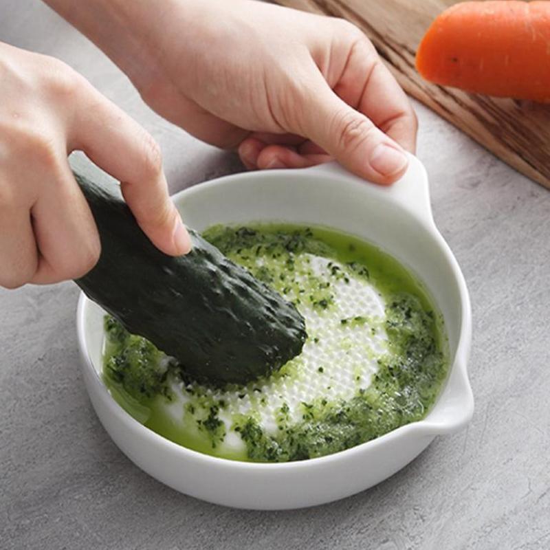 White Simple Style Ceramic Ginger Grater Tool Hand Grinder Garlic Masher Portable Porcelain Carrot Ginger Grinding Kitchen Tool