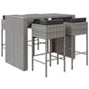 VidaXL Ensemble de bar de jardin 5 pcs avec coussins gris poly rotin, ensemble de table de bar, table et chaise de bar, 3200668