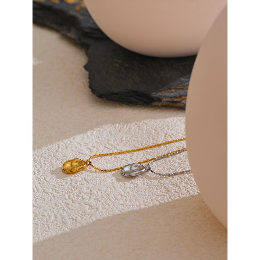 Yhpup Simple Stainless Steel Metal Square Hammer Pendant Necklace Gold Silver Color 18K PVD Plated Fashion Collar Jewelry