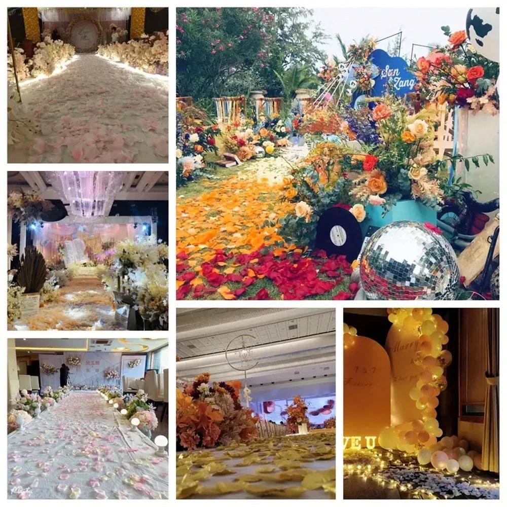 100/1000 Stück Künstliche Falsche Rosenblätter Bunte Simulation Seidenrosenblätter Für Valentinstag Hochzeitsparty Romantische Dekoration