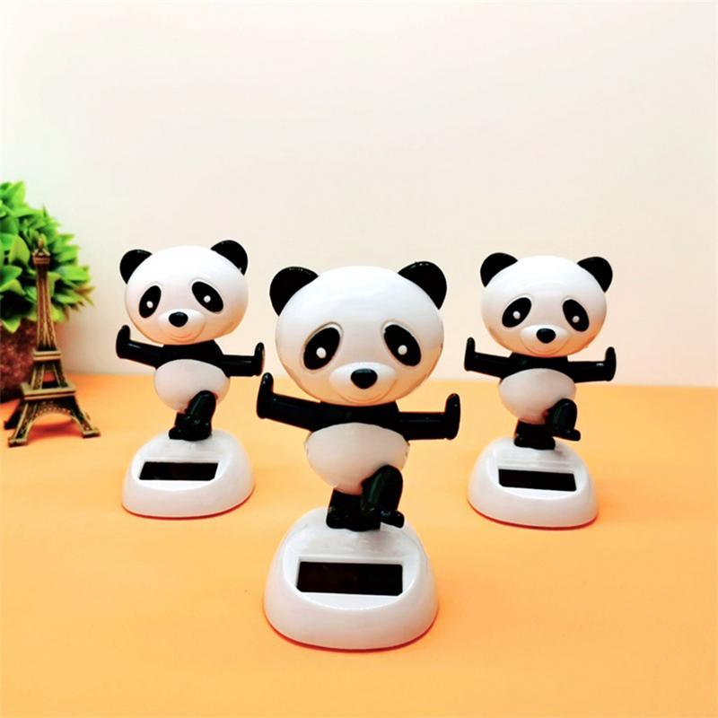 Car Dancing Doll Cartoon Swinging Panda Doll Ornament With Solar Panels Bobblehead Decorative Auto Interior Decoration
