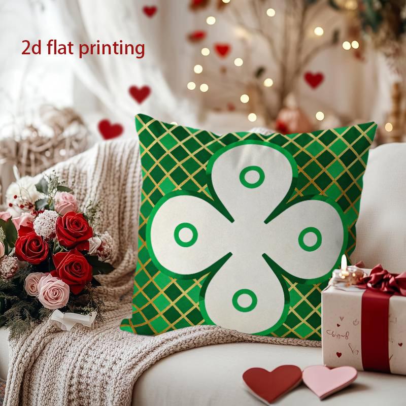 St. Patrick's Day Shamrock Pattern Decorative Pillow Pattern Cushion Cover Suitable for Sofa Bedroom Car Pillow Cover
