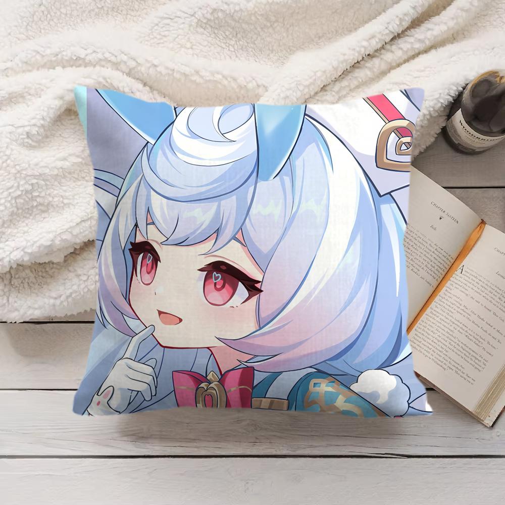 Sigewinne Genshin Impact Cushion Cover Silky Short Plush Invisible Zipper Dustproof Sofa Pillow Case For Home Decor