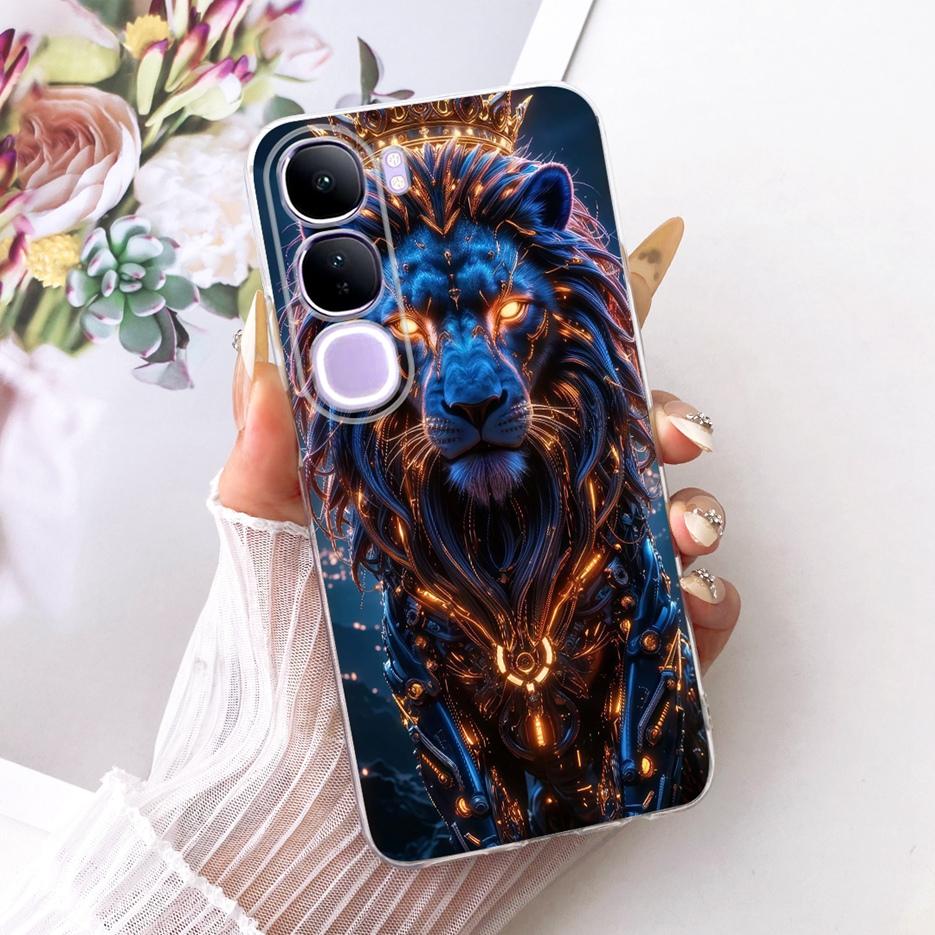 For Vivo V40 Lite 4G 5G Case V2417 Cool Lion Butterfly Painted Cover For Vivo Y200 5G Soft Slim Phone Case For Vivo Y300 5G Bags