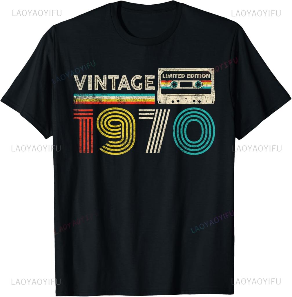55 Years Old Gifts Vintage 1970 Music Cassette 55th Birthday T-Shirt Unisex Summer Streetwear Tops Casual Camiseta Hombre