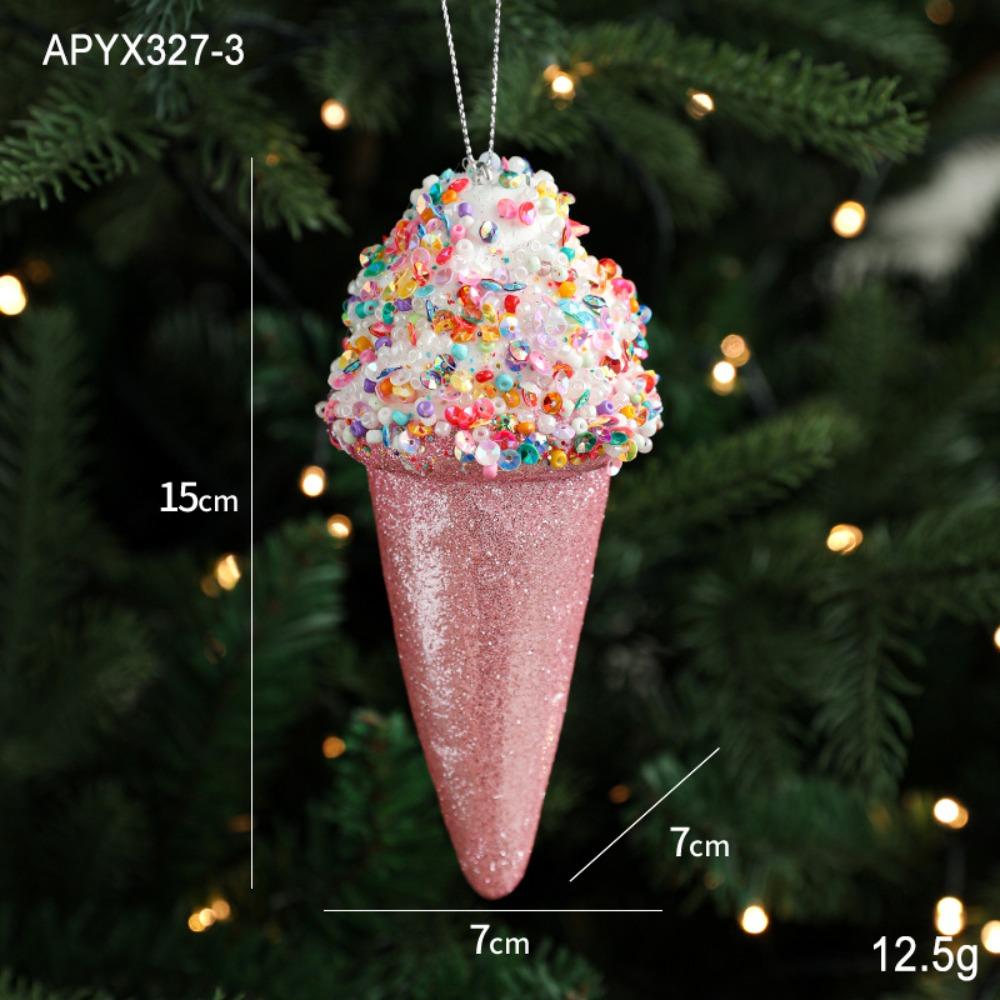 High Quality Foam Ice Cream Pendant Colorful DIY Decor Christmas Tree Decoration Christmas Resin Pendant Favors Decor