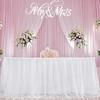 Tulle Table Skirt for Rectangular Tables White Pleated Table Cloth 6Ft/9Ft Wrinkle Free Tablecloth with Tutu Skirt Party Banquet Cake Table Decoration