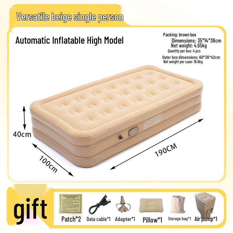 In-Stock Lightweight Inflatable Mat with Built-in Pump for Camping - Wear-Resistant Folding Bed for Lazy Lunch Breaks