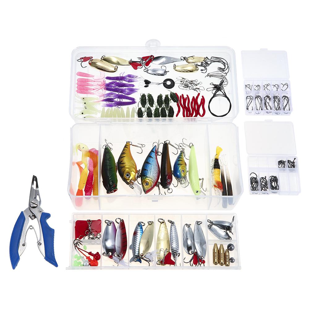 101PCS Fishing Lures Tackle Mixed Hard Baits Soft Baits Popper Crankbait VIB Topwater Floating Fishing Lures Hooks Fishing Accessories Kit Set with St