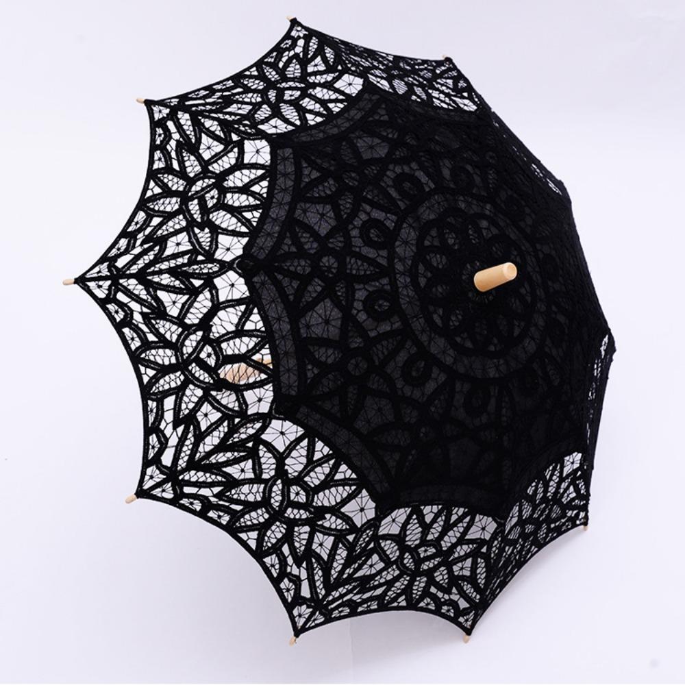 Handgefertigter Brautschirm Baumwoll-Sonnenschirm Spitzen-Schirm für Hochzeit Outdoor Sonne
