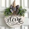 Creative Round Bow Knot Decor Wooden Welcome Sign Home Wall Hanging Pendent Courtyard Front Porch Door Garland Signs Ornaments