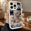Phone Case: 2D Flat Design Suitable for iPhone 18 17 16 15 14 13 Pro Protective Case, Off-white Little Bear, Perfect Christmas and Halloween Holiday G