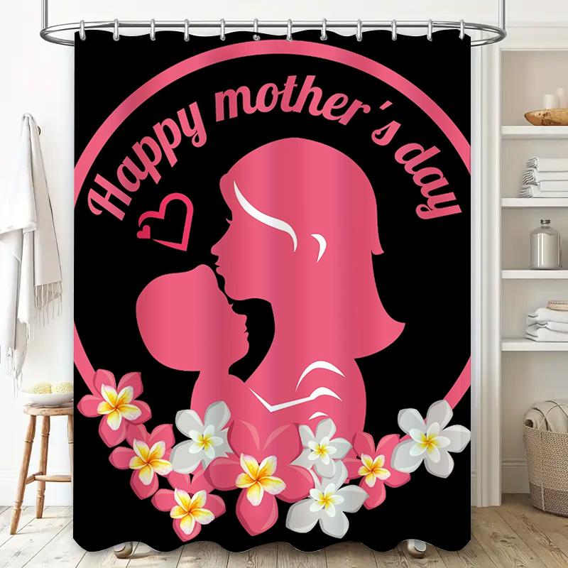Happy Mother'S Day Silhouette Print Shower Curtain