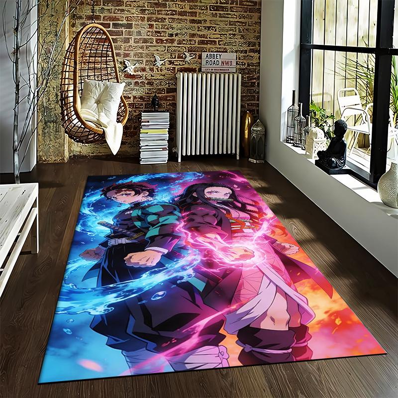 "Anime Style Carpet with Sword and Energy Aura Pattern for Home Decor" Suitable for use as an anti-slip for living room bedroom sofas