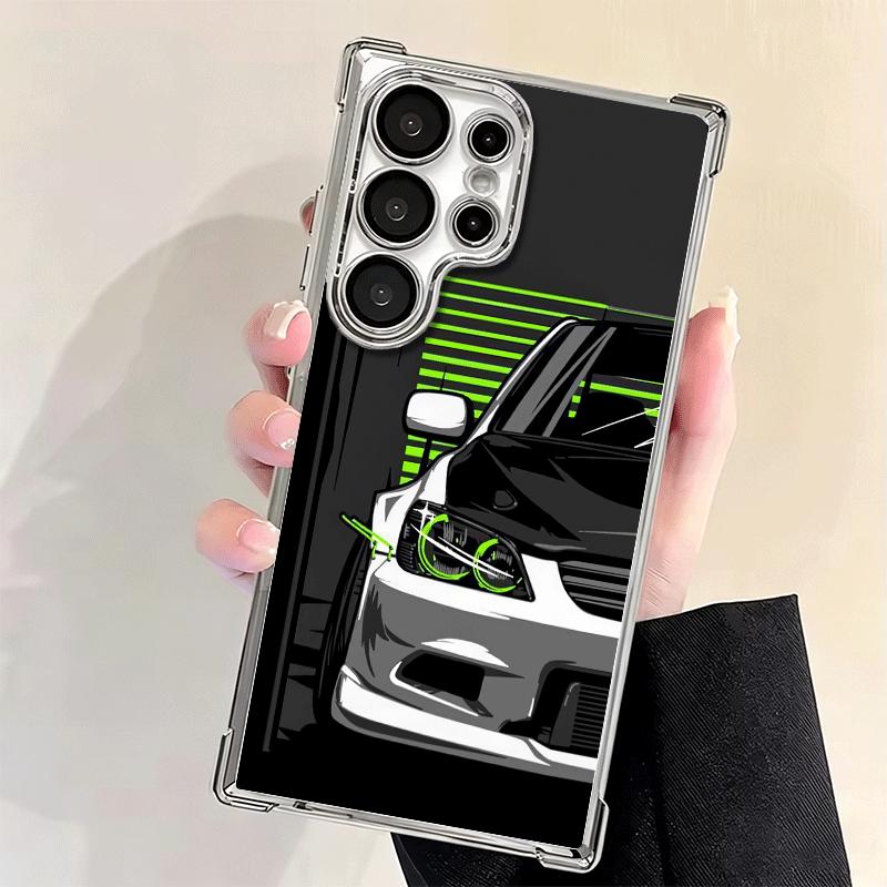Simple Japanese Sports Cars Pattern Plating Phone Case For Samsung Galaxy S24 S25 FE S26 Edge S23 Ultra S22 S21 Plus S20 Anti-Fa