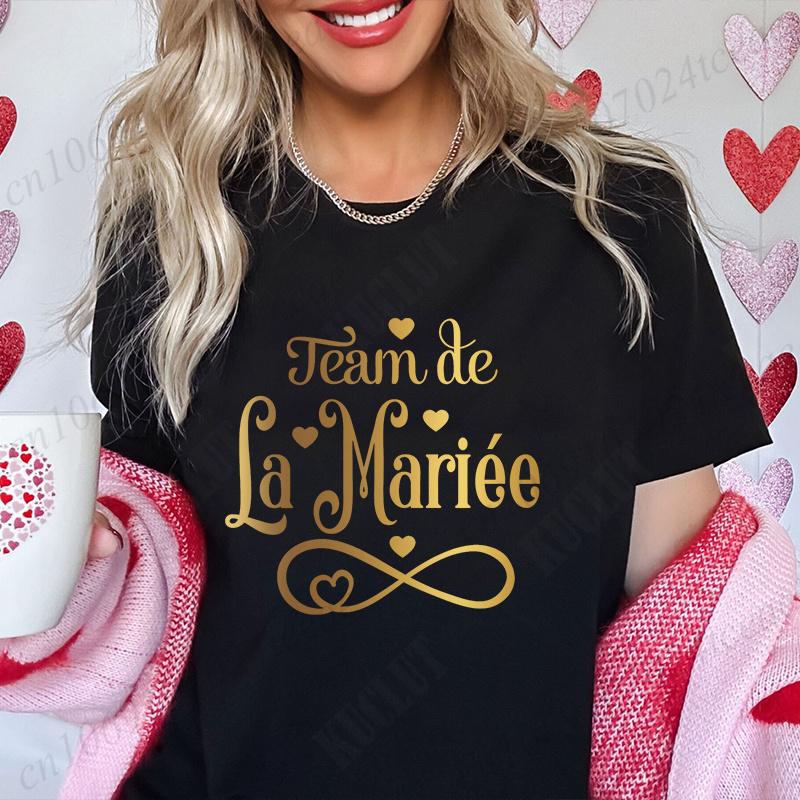 Team Bride Tshirt Women Bachelorette Hen Bridal Wedding Party T-Shirts Tees Evjf Future Clothing French Single Farewell Tops