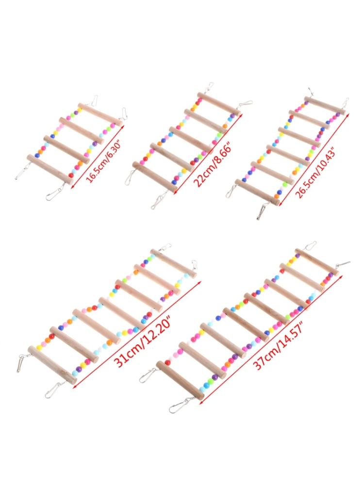 Birds Pets Parrots Ladders Climbing Toy Hanging Colorful Balls With Natural Wood Parrot Toys for Conures Parakeets Cockatiels