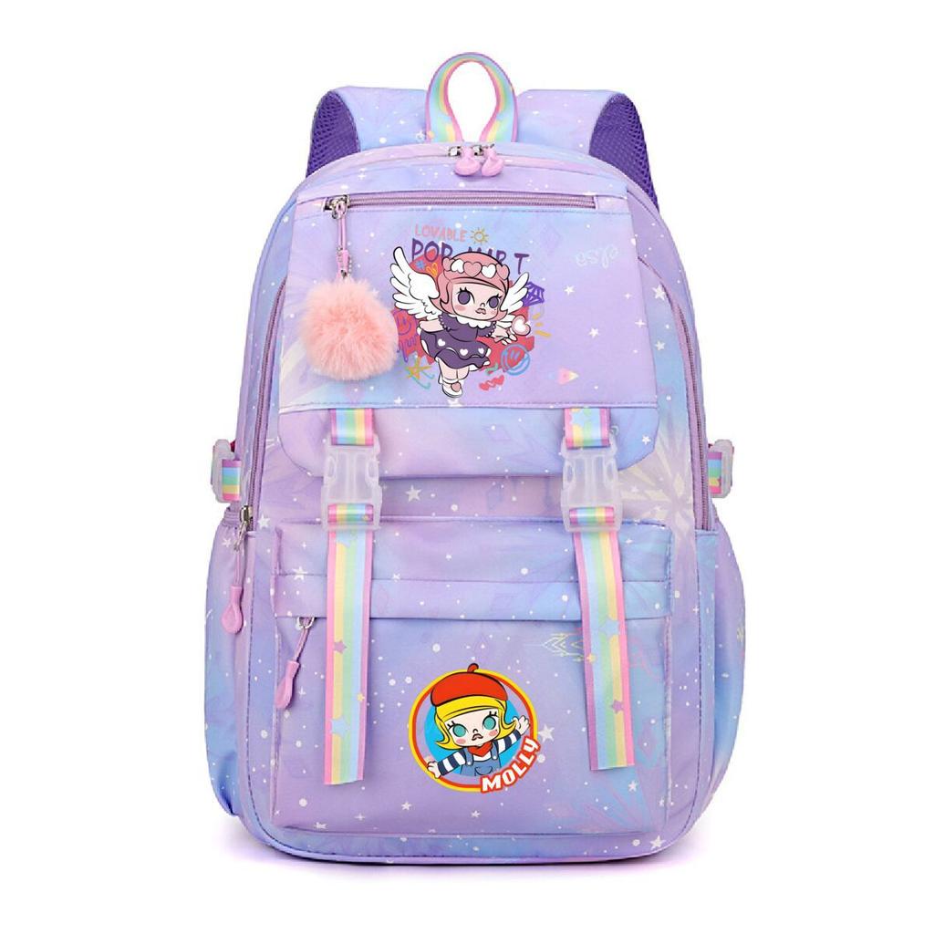 Nova mochila pequena e fofa com estampa de desenho animado da Molly, fresca, de grande capacidade, bolsa escolar