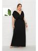 Plus Size Women’s Solid V-Neck Evening Dress, Sexy Loose Fit with Large Hem