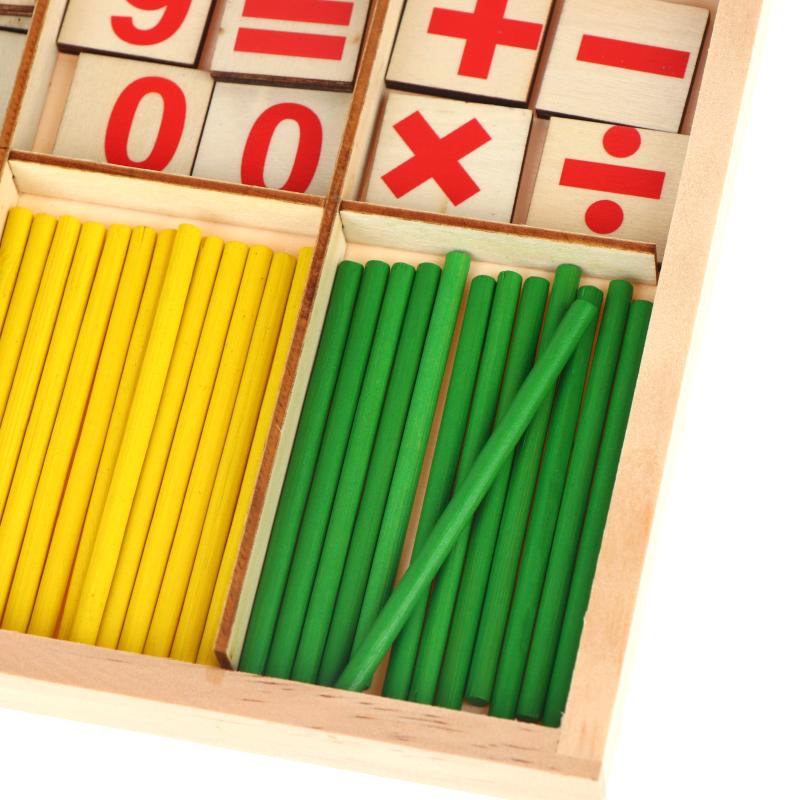 Wooden Kids Math Intelligence Stick Set BPA Free Colorful Counting Rods Educational Toy for Toddlers Early Learning