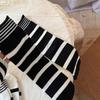 Mulberry, Silk, Cotton, Wool Socks, Winter Striped Boneless Socks, Mid-calf Socks, Striped Socks for Women