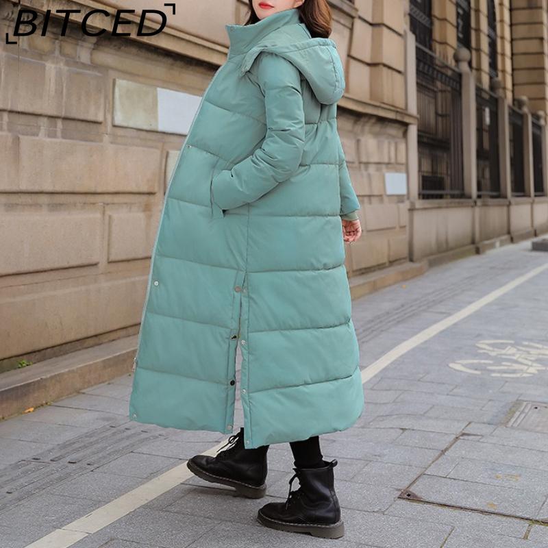 BITCED Winter Cotton Coat for Women - Extended Length, Knee-Length, Slim Fit, Bestie Style, Warm and Thickened Mid-Length Quilted Jacket