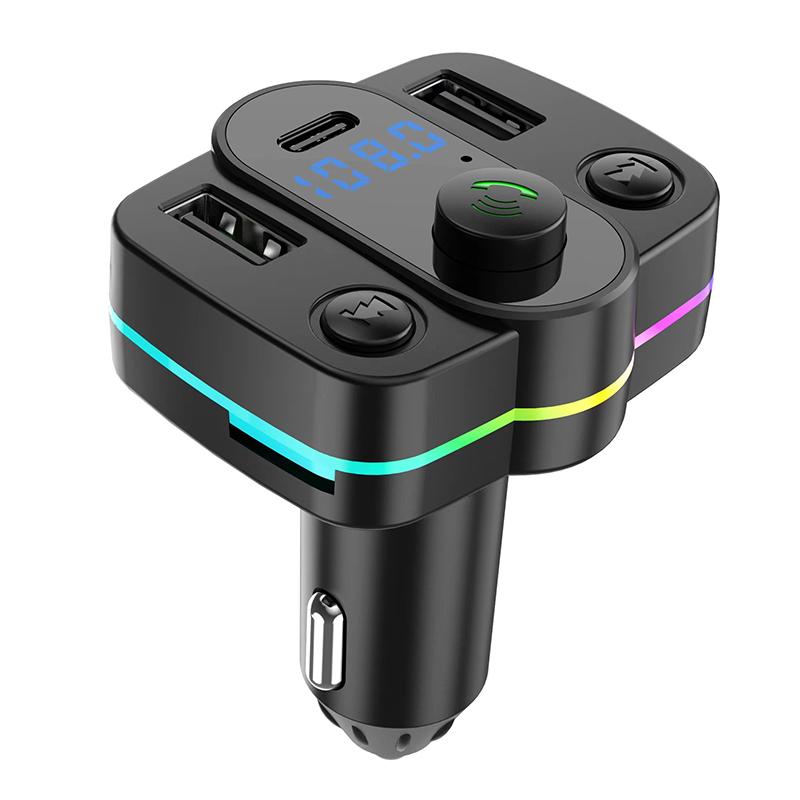 Type-C Fast Charging Car Charger Fm Transmitter Dual Usb Music Player Mp3 Charger Adapter Type-C Wireless Light Handsfree